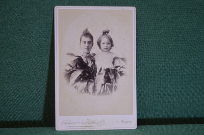 Фотография старинная "Женщина и девочка". Шерер, Набгольц. Москва. 1892 год.