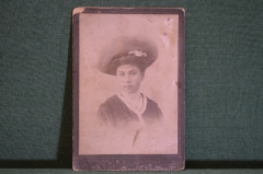Фотография старинная "Девушка в большой шляпе". Visit Portrait.