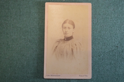 Фотография старинная "Девушка в платье с воротником". Carl Westendorp. Кельн, Koln.