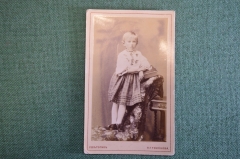 Фотография старинная "Девочка в клетчатой юбке". Светопись Тихонова. Вятка.