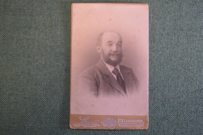 Фотография старинная "Бородатый мужчина в костюме". Лоренс, Lorens. Санкт-Петербург.