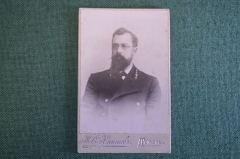 Фотография старинная "Мужчина в очках, с бородой. Петличные знаки". Юнышев, Томск.