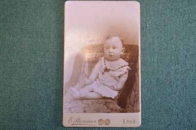 Фотография старинная "Малышка в платьице". Summan, Lodz. 