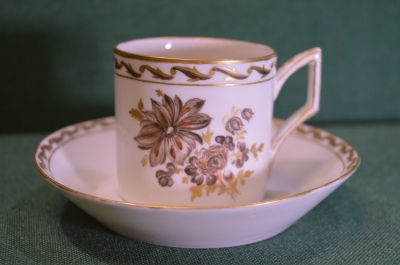 Чайная пара  старинная фарфоровая. Чашка блюдце. Подписная. Фарфор. Royal Copenhagen. Дания. 1928 г