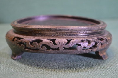 Подставка деревянная под вазы Клуазоне. Дерево. Резная. Старый Китай. 1950е.