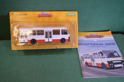 Машинка "Альтерна 4216". Modimio Наши автобусы. Журнал. Блистер.