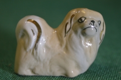 Статуэтка фарфоровая миниатюрная "Пекинес собака". Фарфор. Украина.