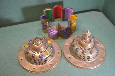 Лампа интерьерная (детали). Латунь. Цветной плексиглас. Ручная работа. СССР.