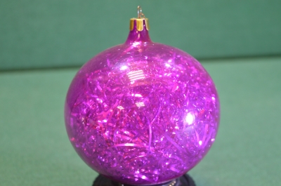 Игрушка елочная новогодняя. Шар с мишурой средний. Стекло. СССР.