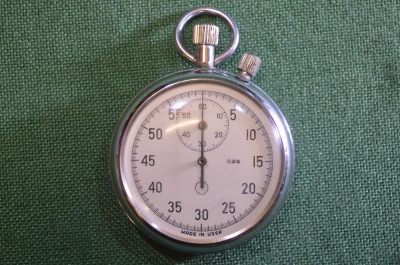 Секундомер механический. Экспортный, Made in USSR. Рабочий.