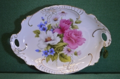 Блюдо фарфоровое "Букет цветов". Цветы, позолота. Фарфор Briswild. Royal Porcelain Collection.