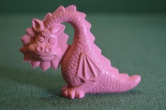 Игрушка фигурка "Дракон". Розово фиолетовый. Резина. Клеймо цена. СССР. #2