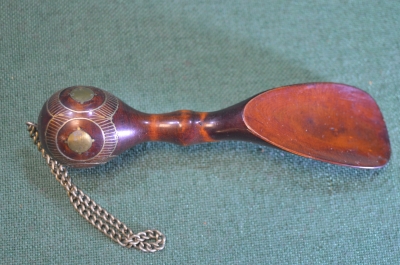 Рожок для обуви. Дерево. Инкрустация латунь. Ручная работа. Винтаж. Восток.