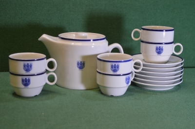 Сервиз фарфоровый кофейный "Прага". Фарфор. 13 предметов. Чехословакия. Периода СССР. #U