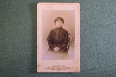 Фотография старинная "Молодая девушка в черном". Visit Portrait. 1909 год.