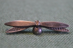 Брошь брошка женская "Стрекоза". Мельхиор. СССР.
