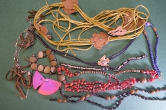 Бижутерия, женские украшения. Бусы, колье, шейные шнуры, разнобой. Сборный лот. #11