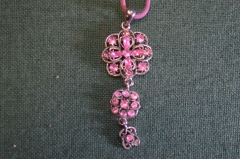 Кулон, подвеска "Цветок". Розовые вставки. 