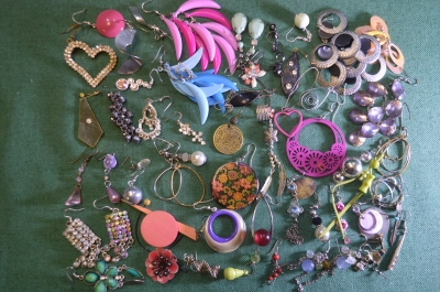 Бижутерия, женские украшения. Серьги, сережки, подвески, разнобой. Сборный лот. #17