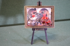 Плакетка настольная панно "Фламенко танец". Текстиль, пластмасса. Испания. 1980е.