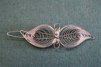 Брошь, брошка металлическая. Скань. Винтаж.