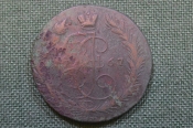 Монета 5 копеек 1767 года, ЕМ. Екатерининский пятак. Медь. Российская Империя.