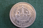 Монета 1 крона 1937 год. One crown. Серебро. Георг VI, Австралия.