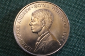 Монета 50 пенсов 1984 год. Королевский визит принца Эндрю. Елизавета II, Острова Святой Елены.