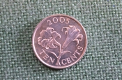 Монета 10 центов 2005 год. Ten cents. Елизавета II, Бермуды, Бермудские острова.