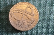 Монета 1 фунт 2007 год. One pound. Мост Миллениум. Елизавета II, Великобритания.
