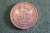 Монета 1 шиллинг 1948 год. One shilling. Георг VI, Великобритания.