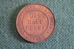 Монета 1/2 пенни 1934 года. One half penny. Георг V, Australia, Австралия.