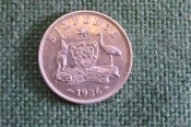 Монета 6 пенсов 1936 год. Six pence. Кенгуру и страус. Серебро. Георг V, Австралия. Монета 6 пенсов 1936 год. Six pence. Кенгуру и страус. Серебро. Георг V, Австралия.