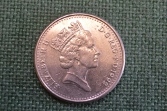 Монета 10 пенсов 1992 года. Ten new pence. Елизавета II, Великобритания.