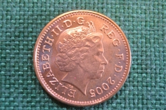 Монета 1 пенни 2005 года. One penny. Елизавета II, Великобритания.