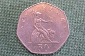 Монета 50 пенсов 1979 года. Fifty new pence. Елизавета II, Великобритания. Монета 50 пенсов 1979 года. Fifty new pence. Елизавета II, Великобритания.