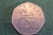 Монета 50 пенсов 1997 года. Fifty pence. Елизавета II, Великобритания. Монета 50 пенсов 1997 года. Fifty pence. Елизавета II, Великобритания.