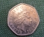 Монета 50 пенсов 2001 года. Fifty pence. Елизавета II, Великобритания.