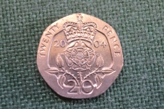 Монета 20 пенсов 2004 года. Twenty pence. Елизавета II, Великобритания.