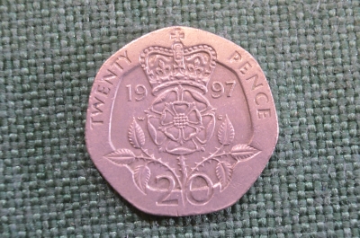 Монета 20 пенсов 1997 года. Twenty pence. Елизавета II, Великобритания.