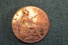 Монета 1/2 пенни 1921 год. Half penny. Георг V, Великобритания.