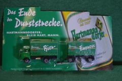 Машинка, модель. Пивной грузовик с прицепом. Hartmanns Dorfer. Блистер, реклама пива.