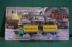 Машинка, модель. Пивной грузовик с прицепом IFA W 50 L. Rosen Pils. Блистер, реклама пива.