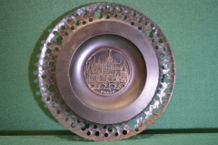 Тарелка настенная, панно "Прага, Praga". Металл.