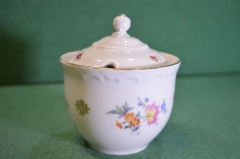 Сахарница старинная фарфоровая. Kahla. Фарфор. Рельеф. Старая Германия. 1930е.