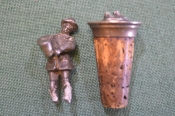 Пробка старинная. Мужчина с кружкой. Серебрение. Царская Россия. В реставрацию.