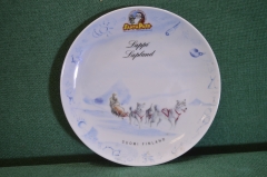 Тарелка фарфоровая. Санта-парк. Дед Мороз. Лайки. Лапландия. Финляндия. Фарфор.