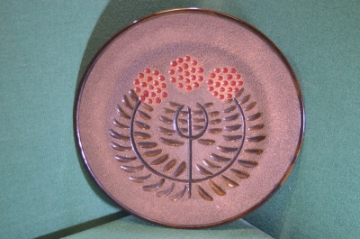 Тарелка большая настенная керамическая. Ручная работа. Керамика. Бирка. СССР. 