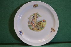 Тарелка фарфоровая детская "Красная Шапочка и Серый волк". Фарфор. Weisswasser. ГДР - СССР.