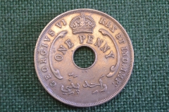 Монета 1 пенни 1947 год. Звезда Давида. Георг VI. Британская Западная Африка, British West Africa.